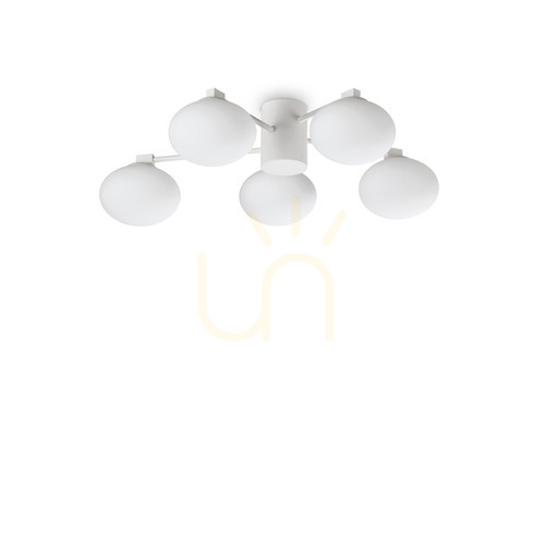 Prüfen Plafond Ideallux Hermes PL5 D60 weiß 322698