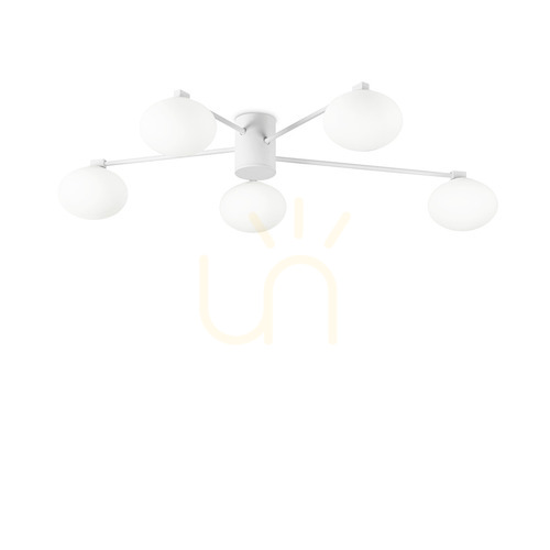 Prüfen Plafond Ideallux Hermes PL5 D90 weiß 5xG9 316680