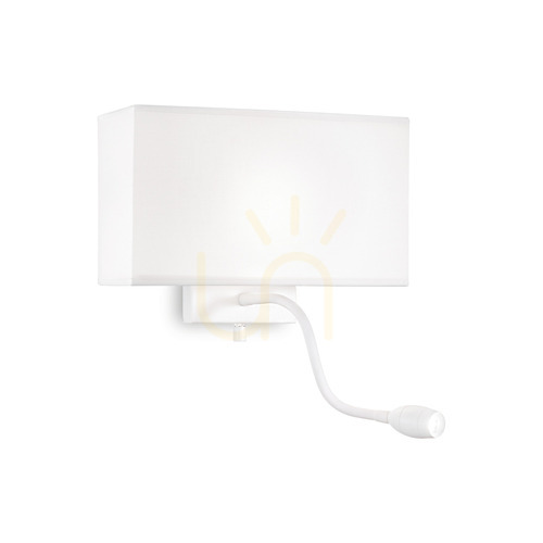 Prüfen Wandleuchte Ideallux HOTEL AP2 All White weiß Stoff Metall E27 LED 215693