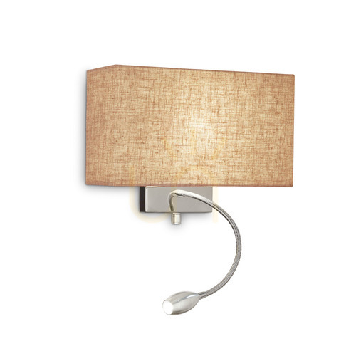 Prüfen Wandleuchte Ideallux HOTEL AP2 Canvas Chrom Stoff E27 LED 103204