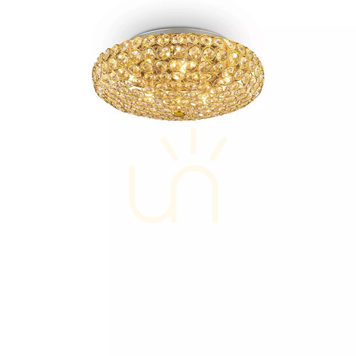 Prüfen Plafond Ideallux King PL5 Oro Gold Kristall G9 5-flammig 38 cm 073187