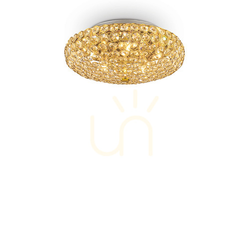 Prüfen Plafond Ideallux King PL5 Oro Gold Kristall G9 5-flammig 38 cm 073187