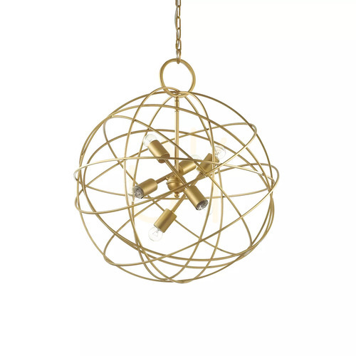 Prüfen Pendelleuchte Ideallux Konse SP6 Gold 6-flammig Ø60 cm Metall 156026