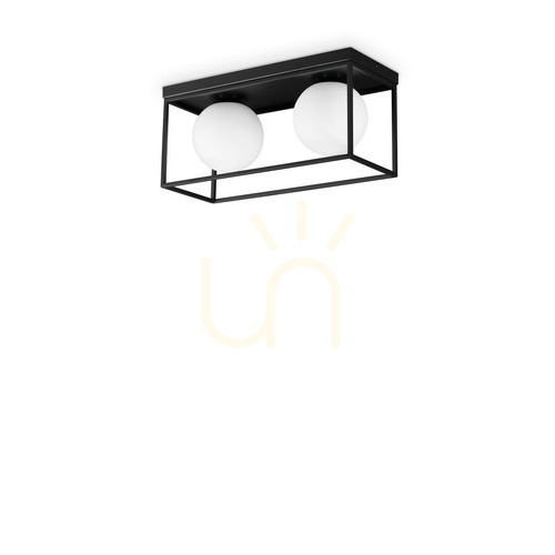 Prüfen Plafond Ideallux Lingotto PL2 Nero schwarz 2-flammig E14 304137