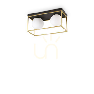 Plafond Ideallux Lingotto PL2 Messing Schwarz Glas 2xE14 198149 0 Plafond Ideallux Lingotto PL2 Messing Schwarz Glas 2xE14 198149 small 0