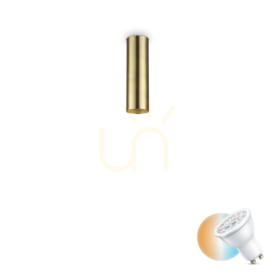 Prüfen Plafond Ideallux Look PL1 H20 Messing GU10 285214 Plafond Ideallux Look PL1 H20 Messing GU10 285214