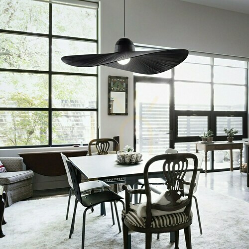 Prüfen Pendelleuchte Ideallux Madame SP1 schwarz Stoff E27 Ø110 cm 174402