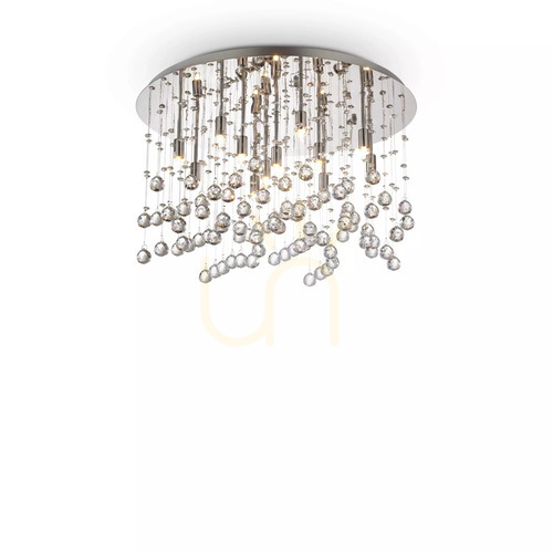 Prüfen Plafond Ideallux Moonlight PL12 Chrom Kristall G9 12-flammig 60 cm 077802