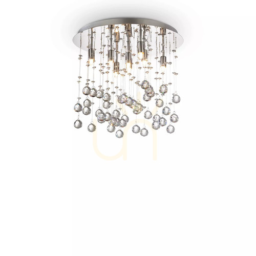 Prüfen Plafond Ideallux Moonlight PL8 Oro Gold Kristall G9 8x40W Ø40 cm 080932