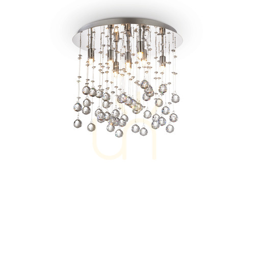 Prüfen Plafond Ideallux Moonlight PL8 Oro Gold Kristall G9 8x40W Ø40 cm 080932