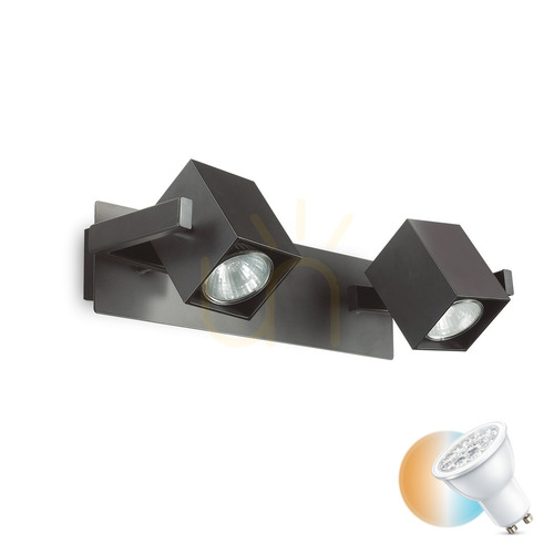 Prüfen Wandleuchte Ideallux Mouse AP2 Nero schwarz Metall 2xGU10 156705