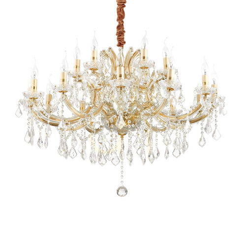 Prüfen Pendelleuchte Ideallux Napoleon SP18 Oro Gold Kristall Glas 96 cm 167411