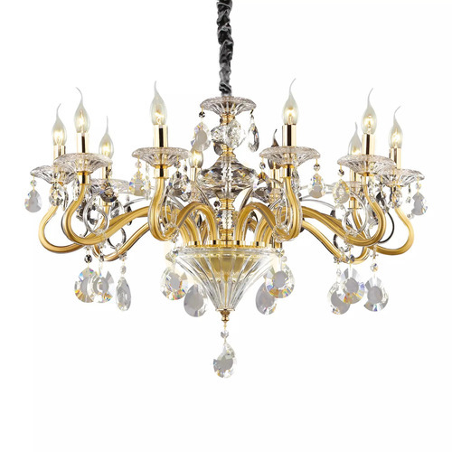 Prüfen Pendelleuchte Ideallux Negresco SP10 Gold Kristall Glas 10-flammig 087771