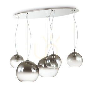 Pendelleuchte Ideallux NEMO SP5 CROMO SFUMATO Chrom Glas 5-flammig 138305 small 0