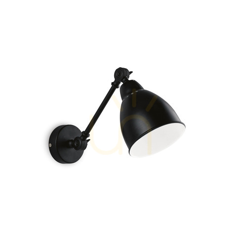 Prüfen Wandleuchte Ideallux Newton AP1 Nero schwarz Metall E27 027852