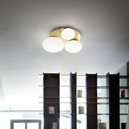 Prüfen Plafond Ideallux NINFEA PL3 Ottone Messing 3-flammig GX53 293660
