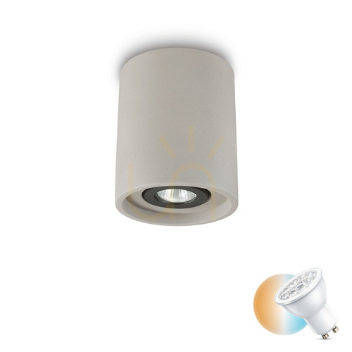 Prüfen Plafond Ideallux OAK PL1 rund Beton grau GU10 13,5 cm 150437