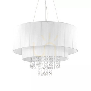 Pendelleuchte Ideallux Opera SP10 weiß chrom Glas Stoff Kristall 90 cm 165011 small 1
