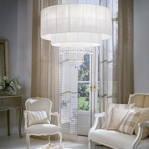 Pendelleuchte Ideallux Opera SP10 weiß chrom Glas Stoff Kristall 90 cm 165011 small 2