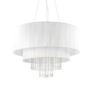 Pendelleuchte Ideallux Opera SP10 weiß chrom Glas Stoff Kristall 90 cm 165011 small 0