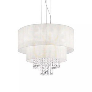 Pendelleuchte Ideallux Opera SP6 Weiß Glas Stoff Kristall 6xE27 068299 small 1