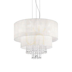 Pendelleuchte Ideallux Opera SP6 Weiß Glas Stoff Kristall 6xE27 068299 small 0