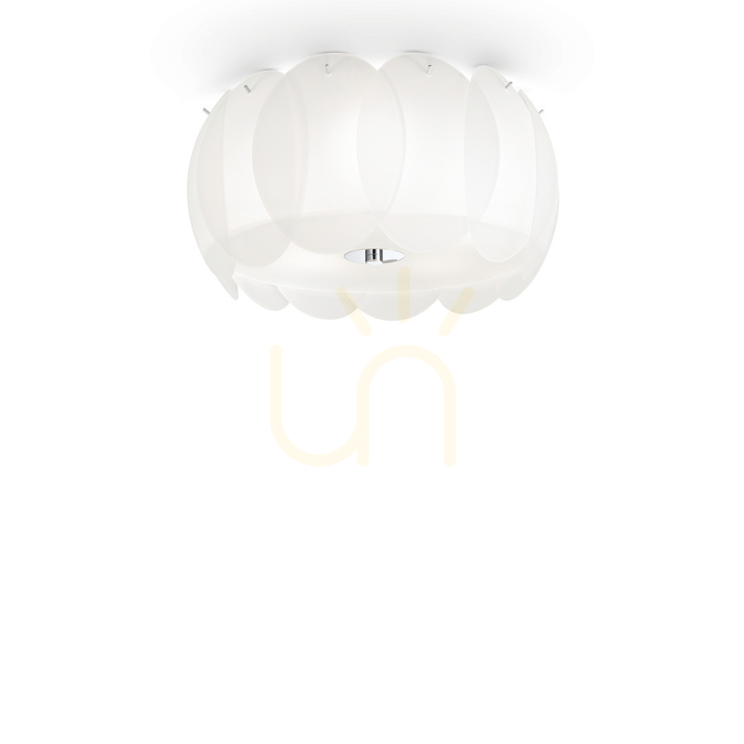 Prüfen Plafond Ideallux Ovalino PL5 weiß Glas 5-flammig E27 093963 Plafond Ideallux Ovalino PL5 weiß Glas 5-flammig E27 093963