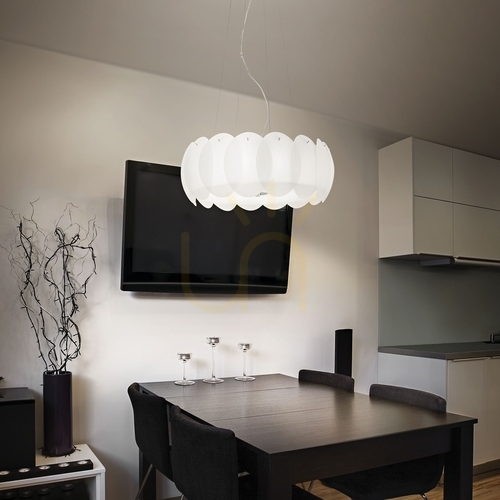 Prüfen Pendelleuchte Ideallux Ovalino SP5 weiß Glas 5-flammig E27 074139