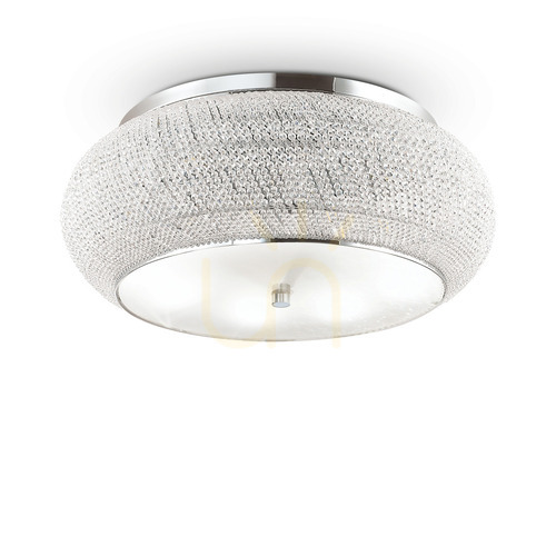 Prüfen Plafond Ideallux Pasha PL14 Cromo Chrom Kristall 65 cm 164991