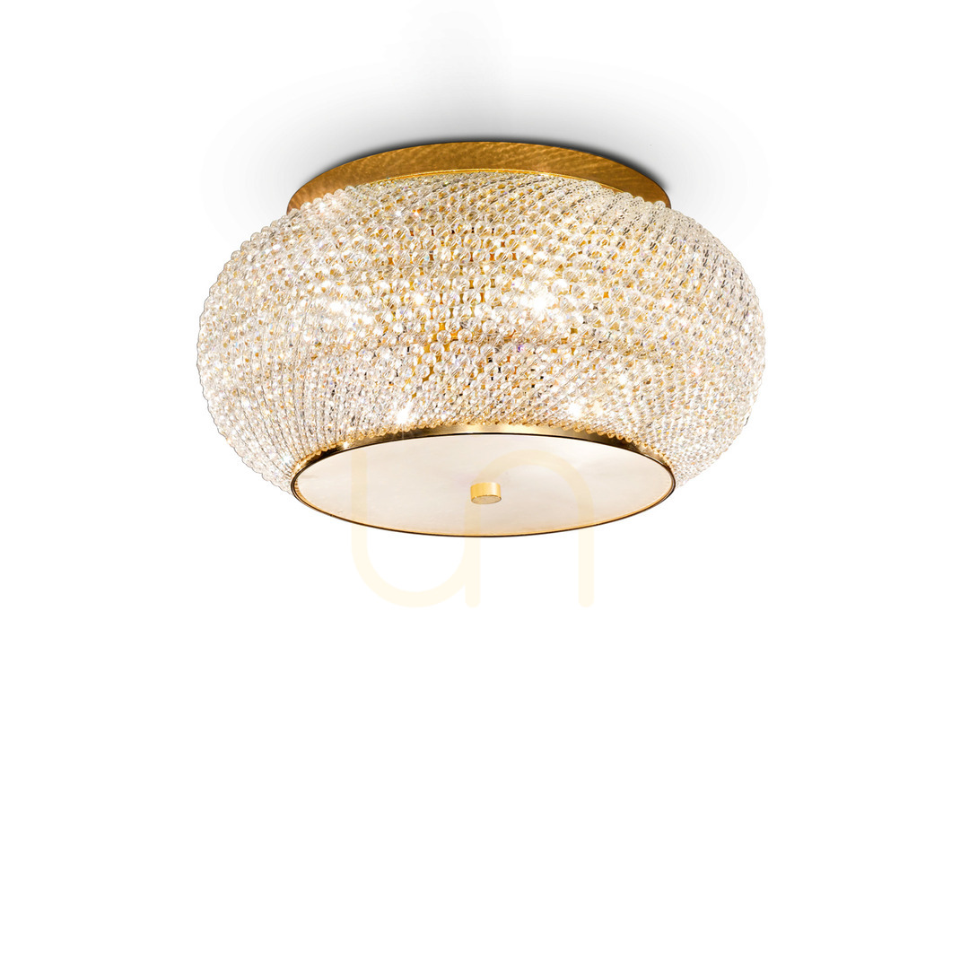 Prüfen Plafond Ideallux Pasha PL6 Oro Gold Kristall 40 cm 100807 Plafond Ideallux Pasha PL6 Oro Gold Kristall 40 cm 100807