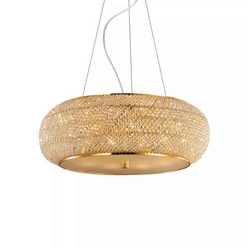 Prüfen Pendelleuchte Ideallux Pasha SP14 Oro Gold Kristall 14-flammig 164984