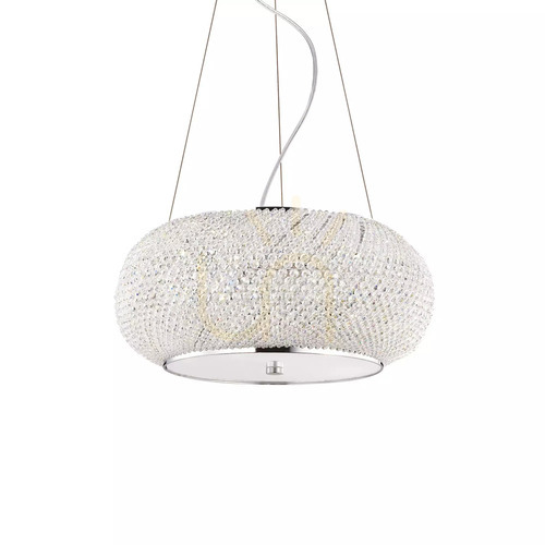 Prüfen Pendelleuchte Ideallux Pasha SP6 Chrom Kristall 6-flammig E14 082158