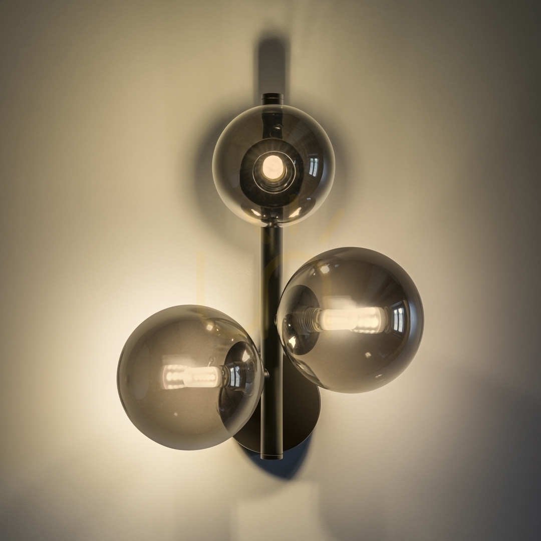 Aussicht Wandleuchte Ideallux Perlage AP3 Fumé schwarz Glas Metall G9 3-flammig 271439 Wandleuchte Ideallux Perlage AP3 Fumé schwarz Glas Metall G9 3-flammig 271439