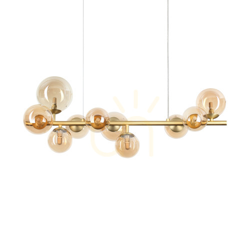 Prüfen Pendelleuchte Ideallux Perlage SP10 Ambra bernstein Messing Glas 10-flammig 322766