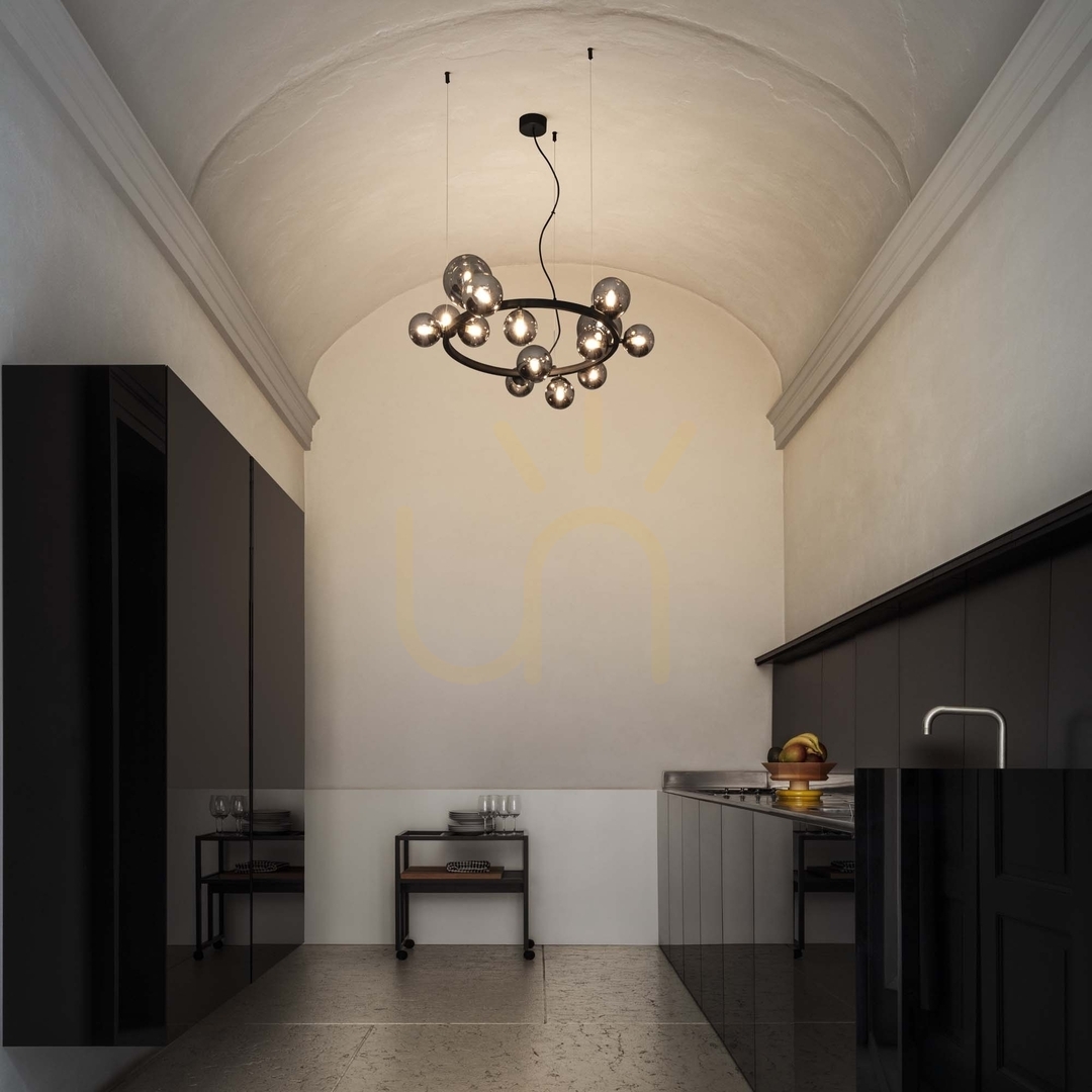 Vorschau Pendelleuchte Ideallux Perlage SP14 Fumé 14-flammig Glas Metall schwarz 271385 Pendelleuchte Ideallux Perlage SP14 Fumé 14-flammig Glas Metall schwarz 271385