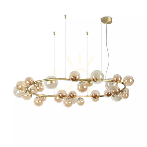 Prüfen Pendelleuchte Ideallux Perlage SP30 Amber Messing Glas 143 cm 322780
