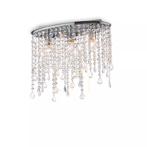 Prüfen Plafond Ideallux Rain PL3 Chrom Kristall E14 3-flammig 40 cm 008370