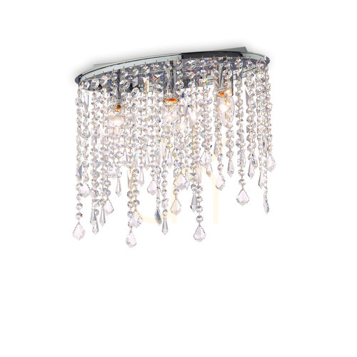 Prüfen Plafond Ideallux Rain PL3 Chrom Kristall E14 3-flammig 40 cm 008370