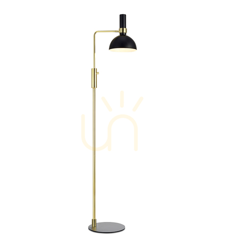 Prüfen Bodenlampe Markslojd Larry 106972 Schwarz Gold gebürstet Metall 146 cm