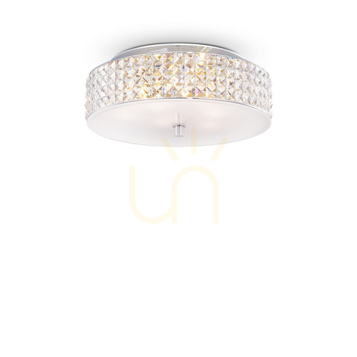 Prüfen Plafond Ideallux Roma PL6 Chrom Kristall 40 cm 000657