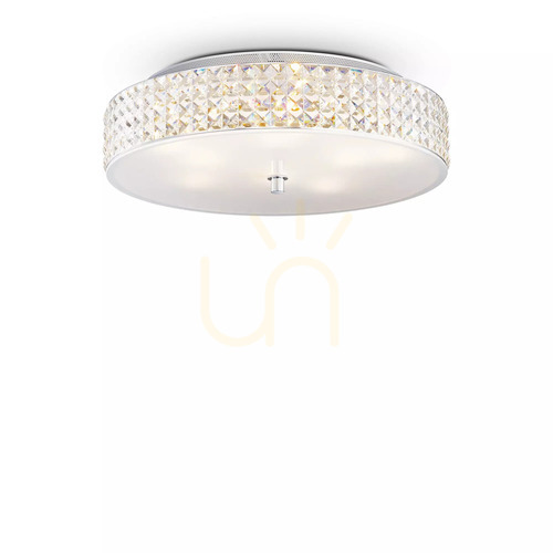 Prüfen Plafond Ideallux Roma PL9 Chrom Kristall 50 cm 087863