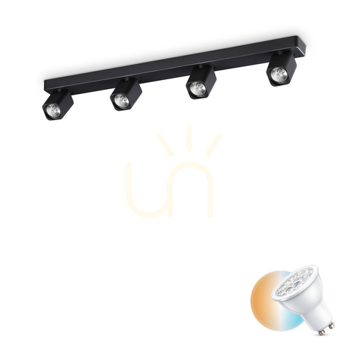 Prüfen Plafond Ideallux Rudy PL4 Square schwarz GU10 4-flammig 321523