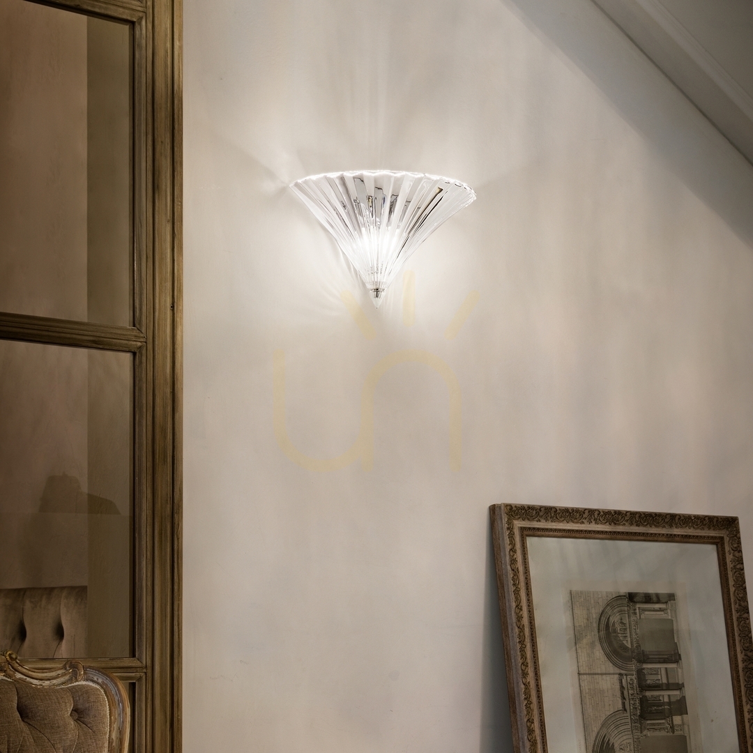 Anzeige Wandleuchte Ideallux Santa AP1 Big Transparent Glas Chrom E14 087368 Wandleuchte Ideallux Santa AP1 Big Transparent Glas Chrom E14 087368