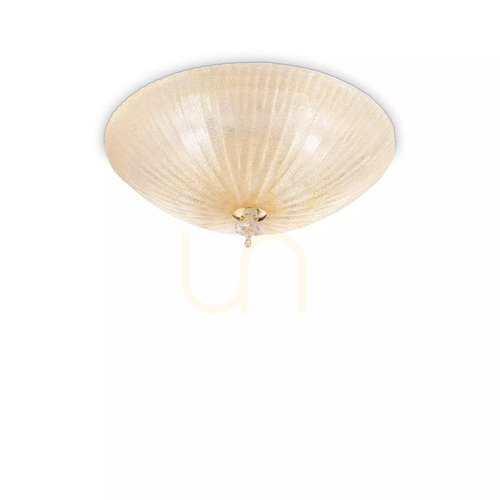 Prüfen Plafond Ideallux Shell PL3 transparent Glas 40 cm 008608