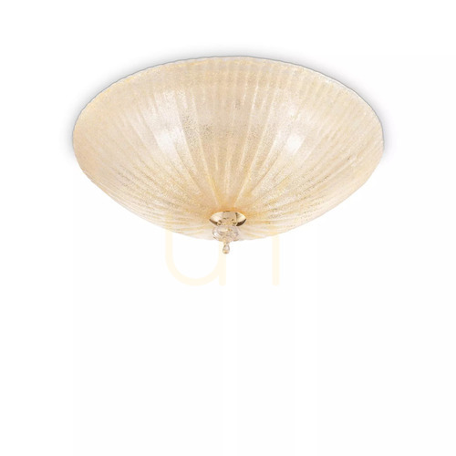 Prüfen Plafond Ideallux SHELL PL4 Ambra bernstein Glas 4xE27 50 cm 140186