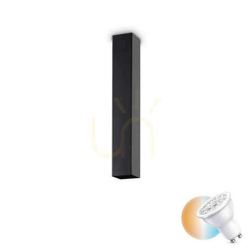 Prüfen Plafond Ideallux Look 233826 schwarz GU10 1-flammig Metall H40 cm