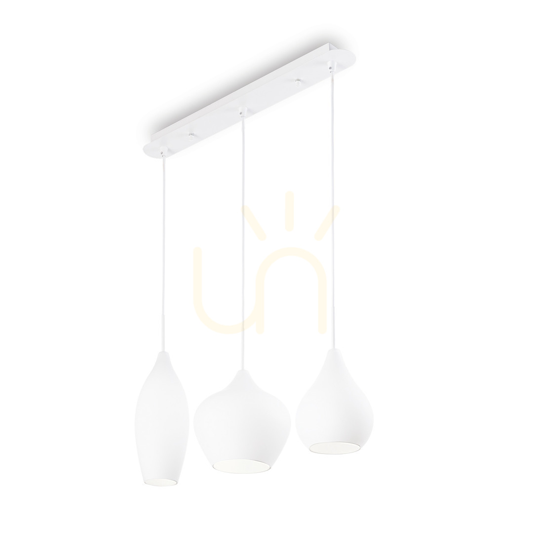 Prüfen Pendelleuchte Ideallux Soft SP3 Bianco Weiß 3-flammig Glas Metall 111858 Pendelleuchte Ideallux Soft SP3 Bianco Weiß 3-flammig Glas Metall 111858