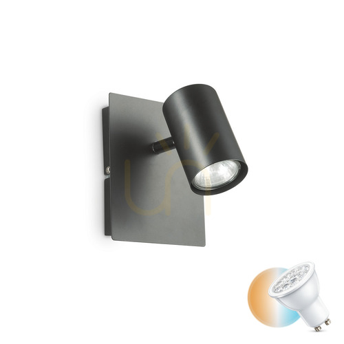 Prüfen Wandleuchte Ideallux Spot AP1 Nero schwarz GU10 Metall 115481