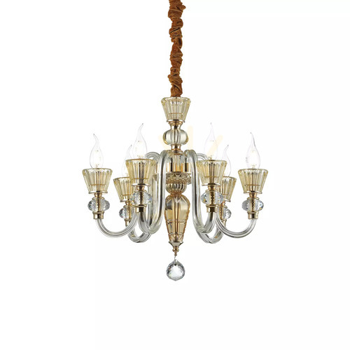 Prüfen Pendelleuchte Ideallux Strauss SP6 Gold Glas 6-flammig E14 140605