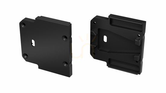Prüfen ALU-Stecker LUMINES DOPIO schwarz lackiert mit Loch ALU-Stecker LUMINES DOPIO schwarz lackiert mit Loch